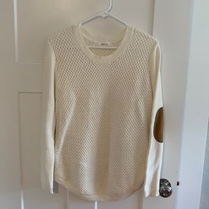 White sweater with elbow patch
